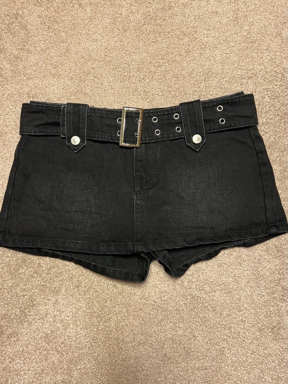 Princess Polly Black Denim Skort
